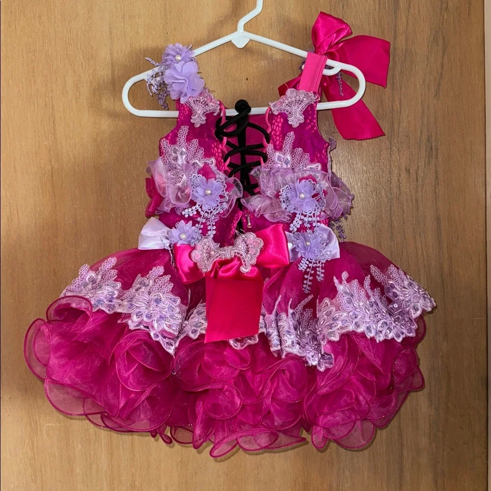 Jenifer Wu Infant Baby Pageant Formal Party  Cupcake Dress with Tulle Beads - Picture 4 of 5